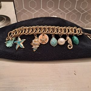 Off Park multi crystal pearl sealife bracelet 8 inches